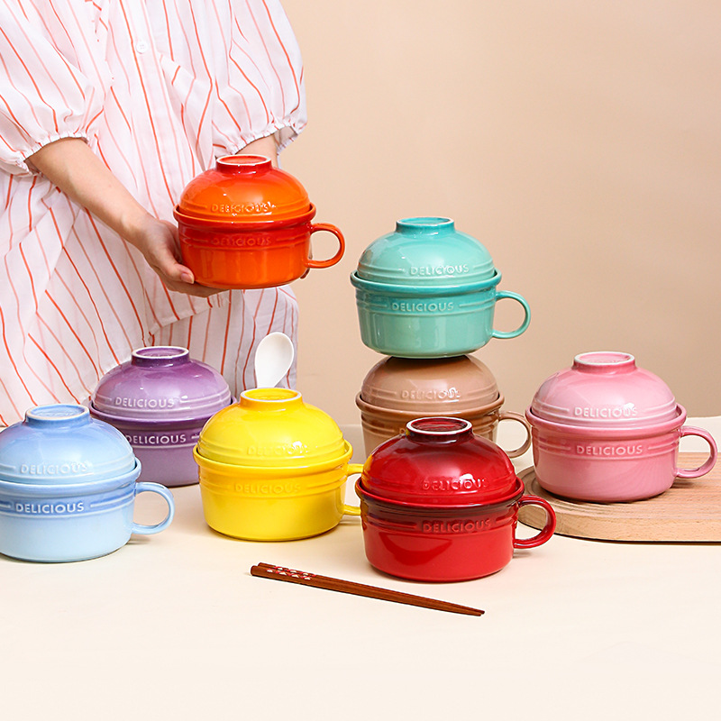 Matcha Bowl Chawan - Rainbow Instant-Nudelschüssel, Tasse mit Deckel und