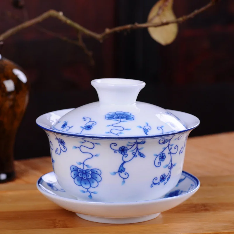 Matcha Bowl Chawan - Weiß Porzellan Blau und Weiß Keramik