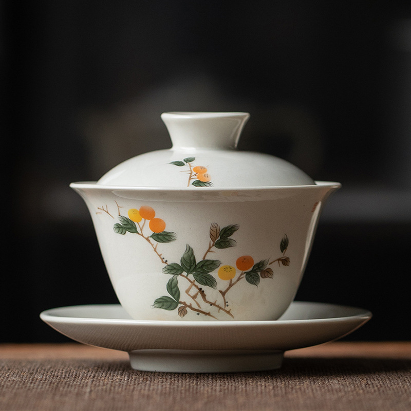 Matcha Bowl Chawan - Gras und Holz Keramik Gaiwan, Retro-Brauen,